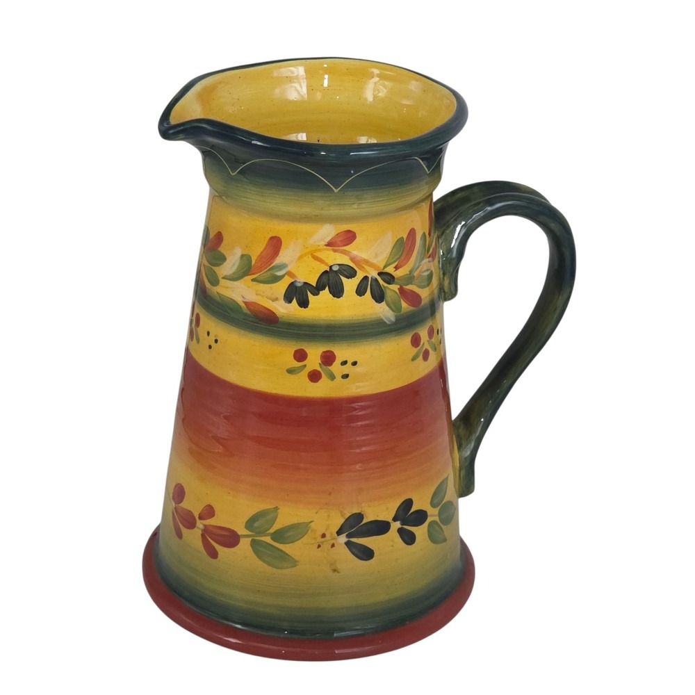 Tabletops Gallery La Province Hand Painted Hand Crafted Ceramic Pitcher 80oz - Picture 3 of 13